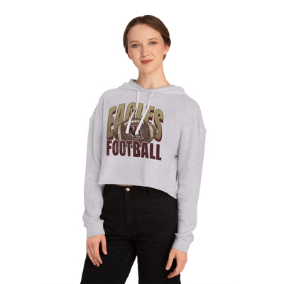 Women's New Albany First-Down Distressed Football Graphic Crop Hoodie
