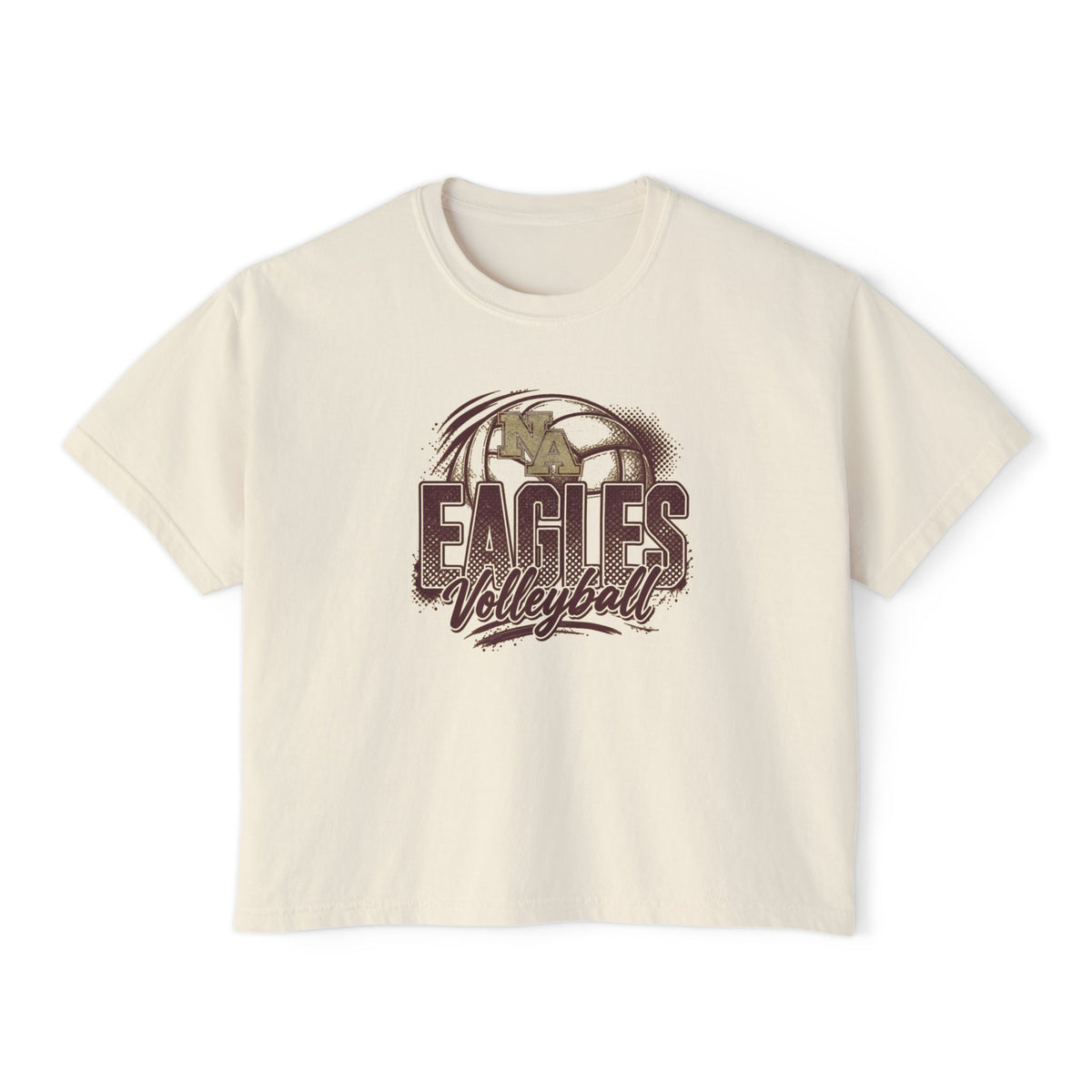 Women's New Albany Eagles Ombre Volleyball Graphic Boxy Crop Short Sleeve Tee
