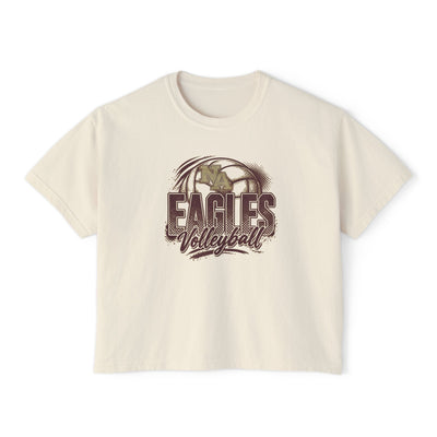 Women's New Albany Eagles Ombre Volleyball Graphic Boxy Crop Short Sleeve Tee