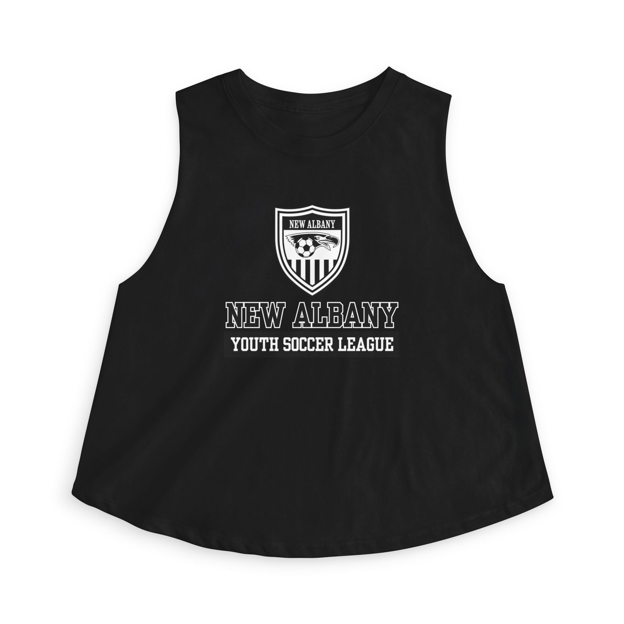 Women's New Albany Youth Soccer League Game Day Graphic Crop Tank