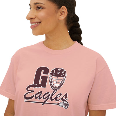 Women's Go Eagles Lacrosse Graphic Boxy Crop Short Sleeve Tee