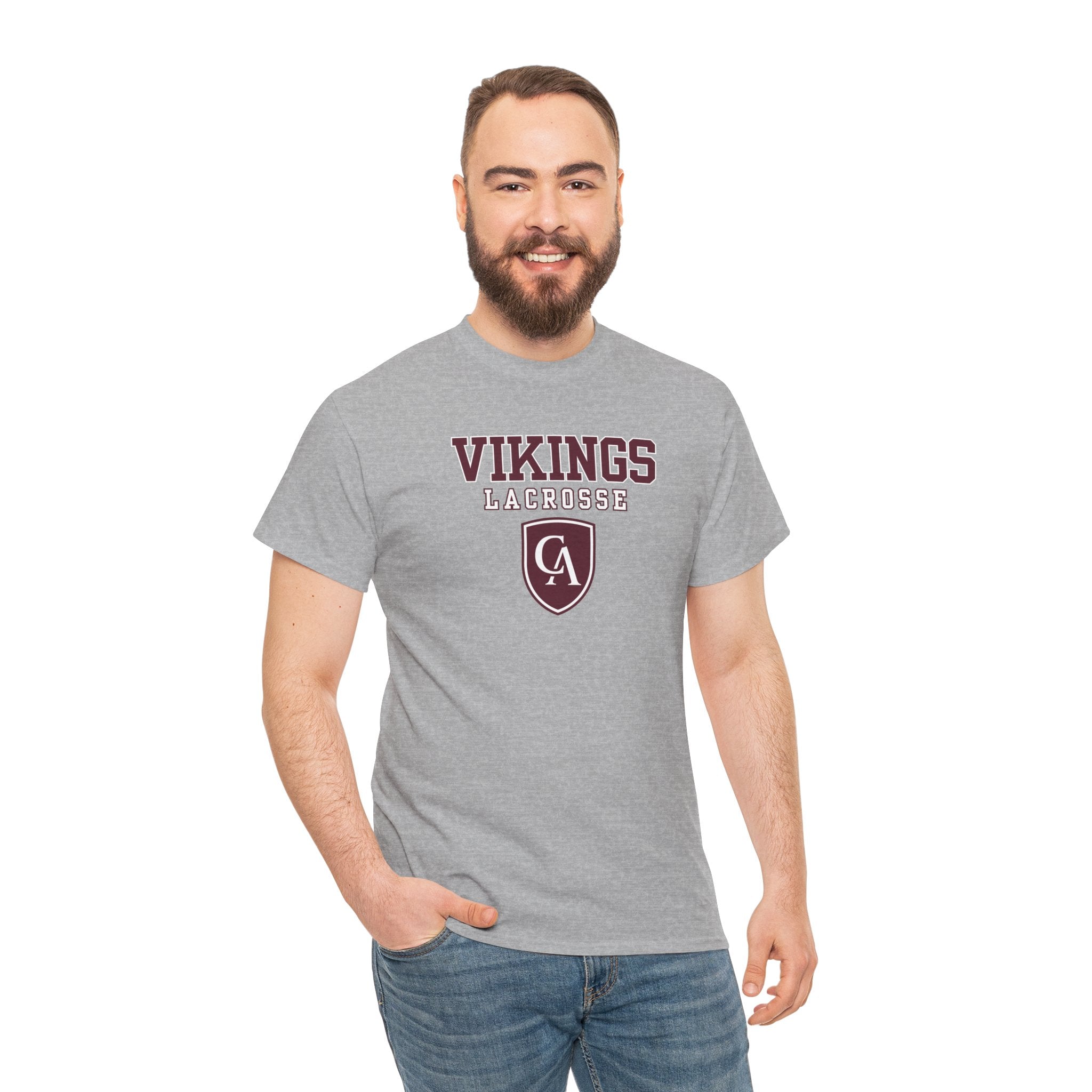 Adult Unisex Columbus Academy Vikings Lacrosse Graphic Short Sleeve Gildan Heavy Tee