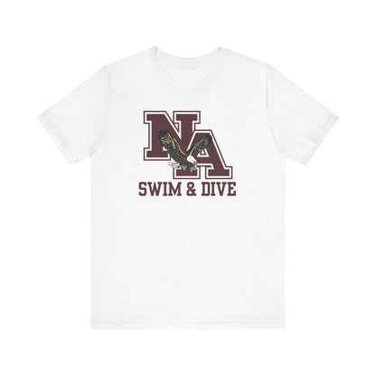 Adult Unisex Swim & Dive Classic Logo with DIVE REACH LIVE Back Graphic Soft Short Sleeve Tee