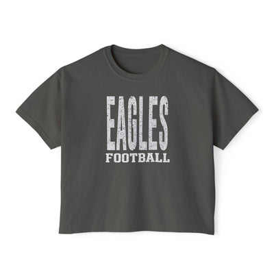Women's New Albany Football Distressed Enlarged Graphic Boxy Crop Short Sleeve Tee
