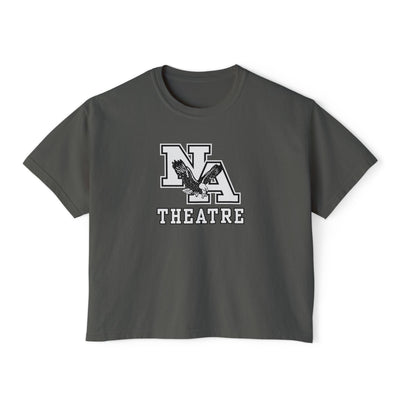 Women's White/Black Classic NA Theatre Logo Graphic Boxy Crop Short Sleeve Tee