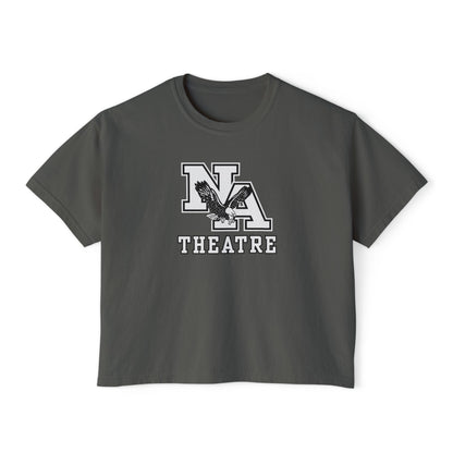Women's White/Black Classic NA Theatre Logo Graphic Boxy Crop Short Sleeve Tee