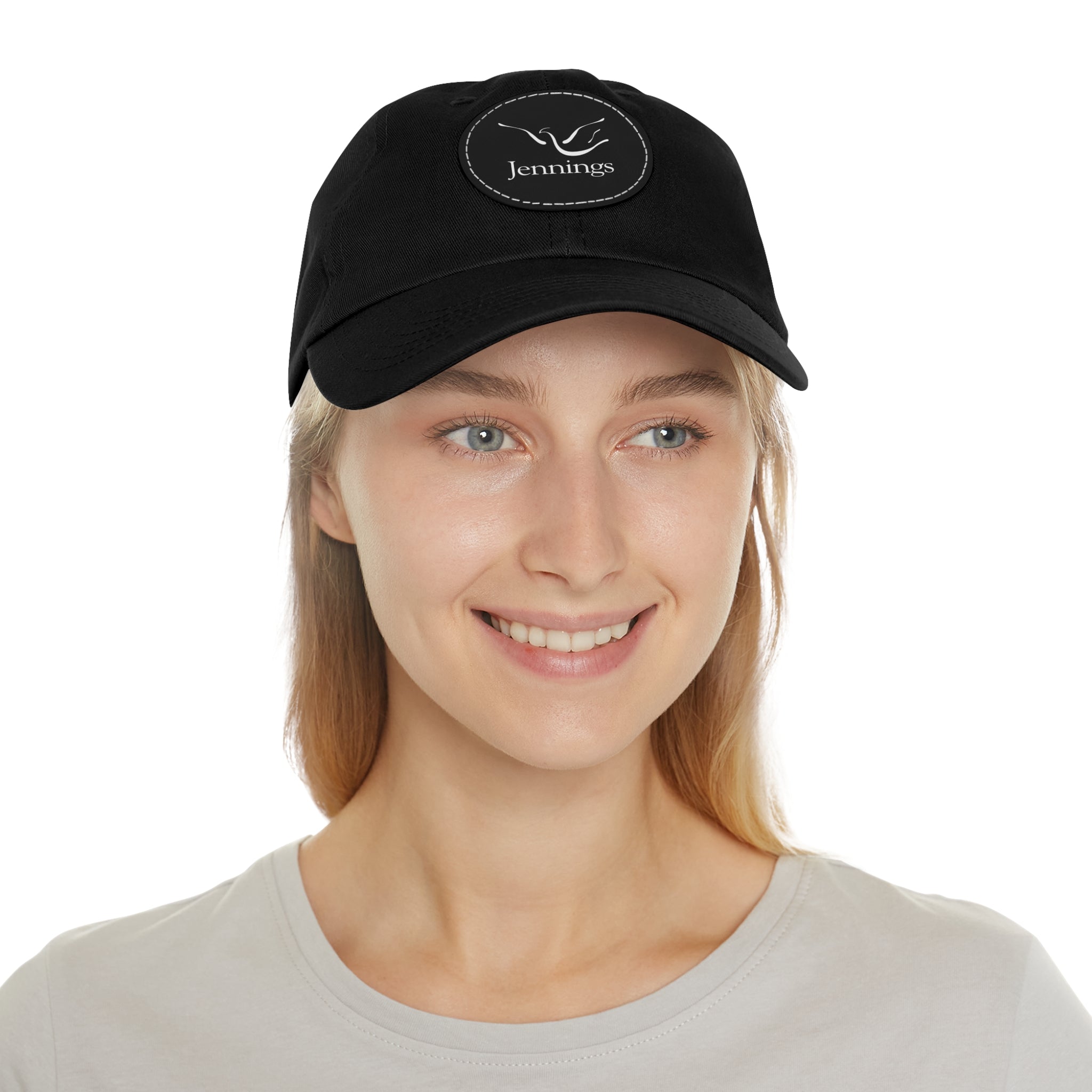 Adult Unisex Dad Hat with Jennings Leather Patch