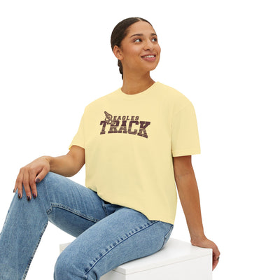 Women's Retro Track Boxy Crop Short Sleeve Graphic Tee