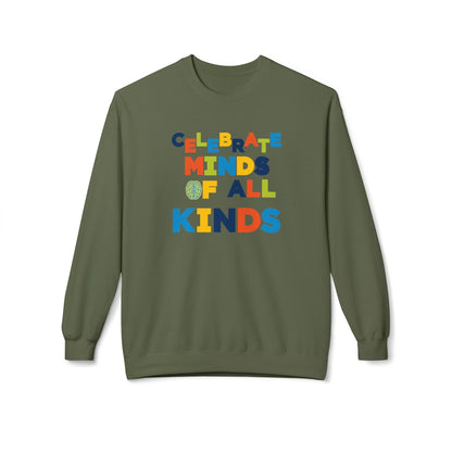 Adult Unisex Celebrate Minds Of All Kinds Graphic Soft Style Sweatshirt
