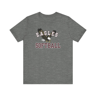 Adult Unisex Flying Softball Eagle Graphic Short Sleeve Soft Tee