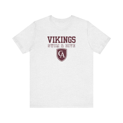 Adult Unisex Columbus Academy Vikings Swim & Dive Graphic Short Sleeve Bella + Canvas Soft Tee