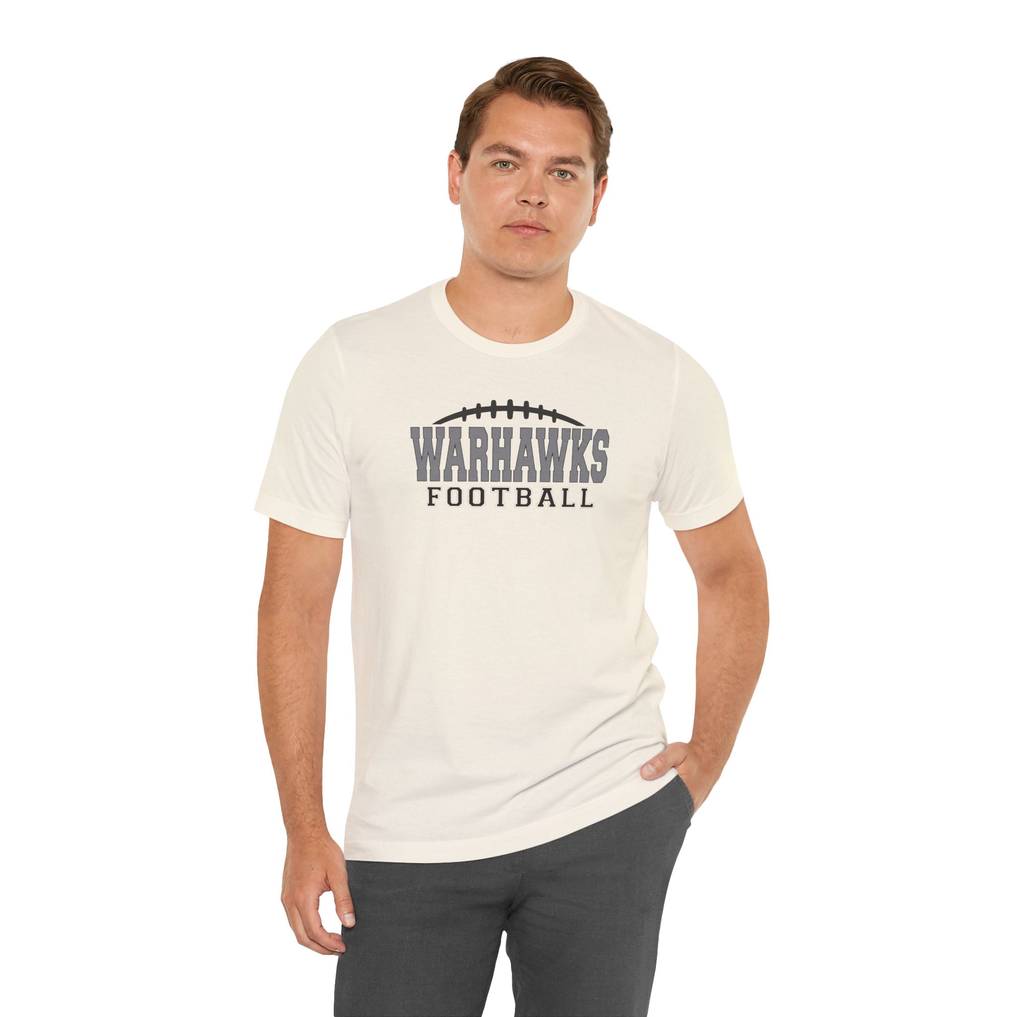 Adult Unisex Westerville Central Warhawks Football Laces Graphic Short Sleeve Soft Tee