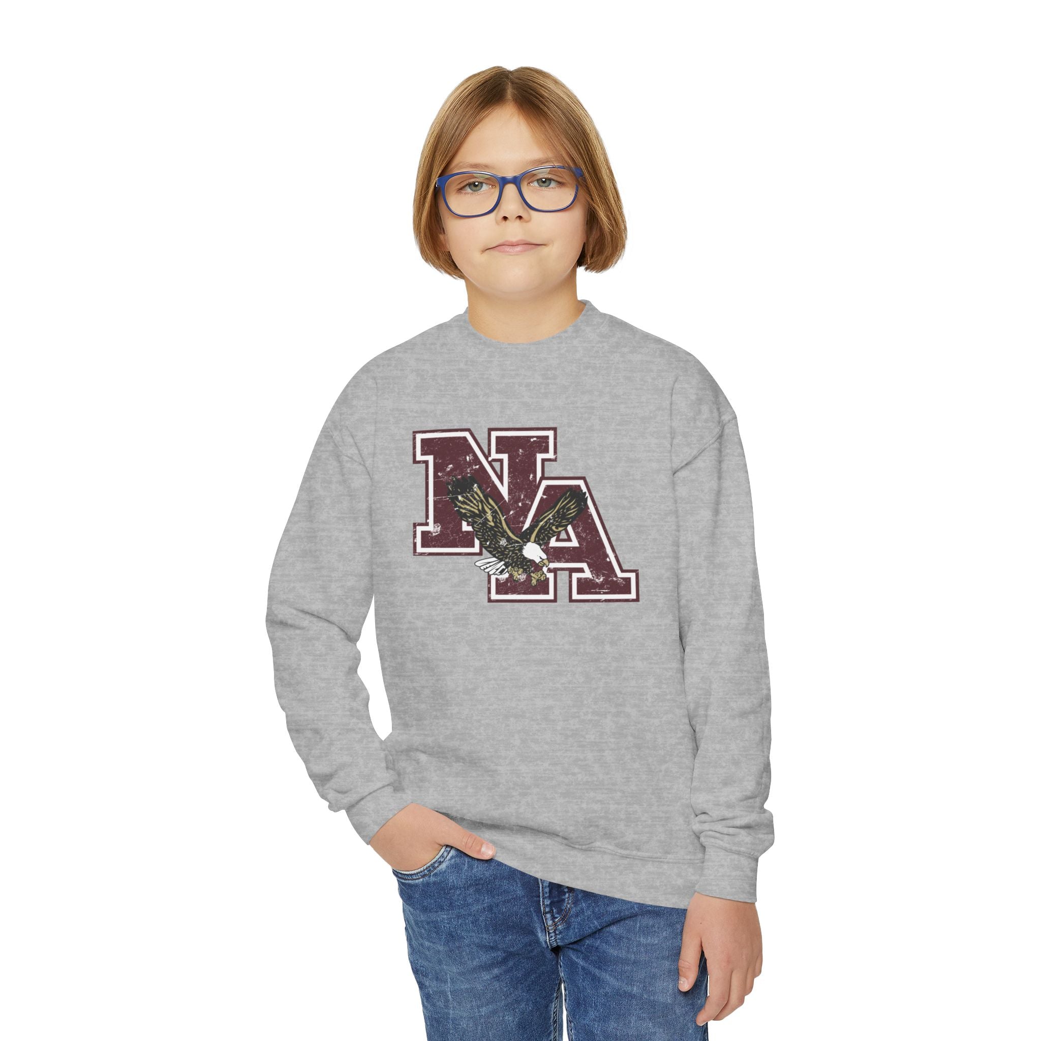 Youth Maroon Vintage Distressed Logo Graphic Sweatshirt