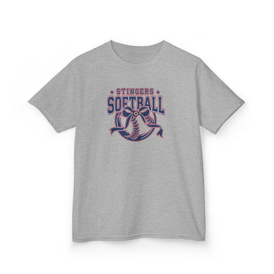 Youth Stingers Softball Spirit Bow Graphic Short Sleeve Gildan Heavy Tee
