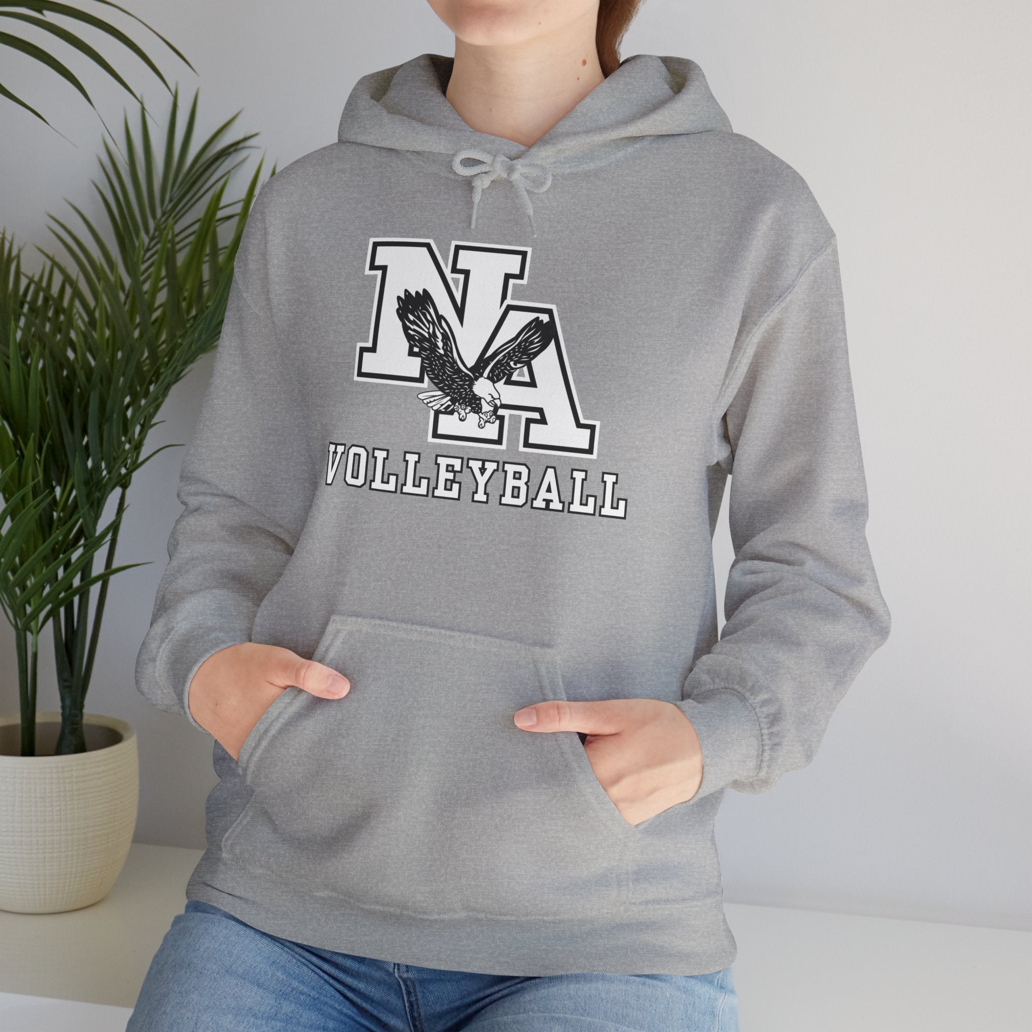 Adult Unisex New Albany Volleyball Classic White and Black Logo Graphic Hoodie