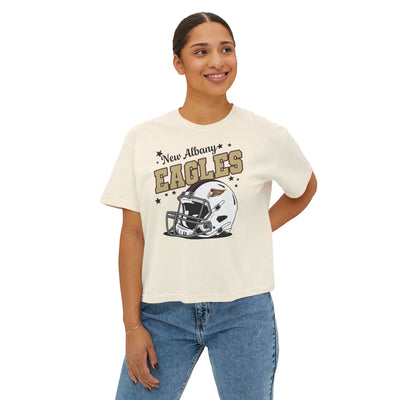 Women's New Albany Eagles Football Pride Graphic Boxy Crop Short Sleeve Tee