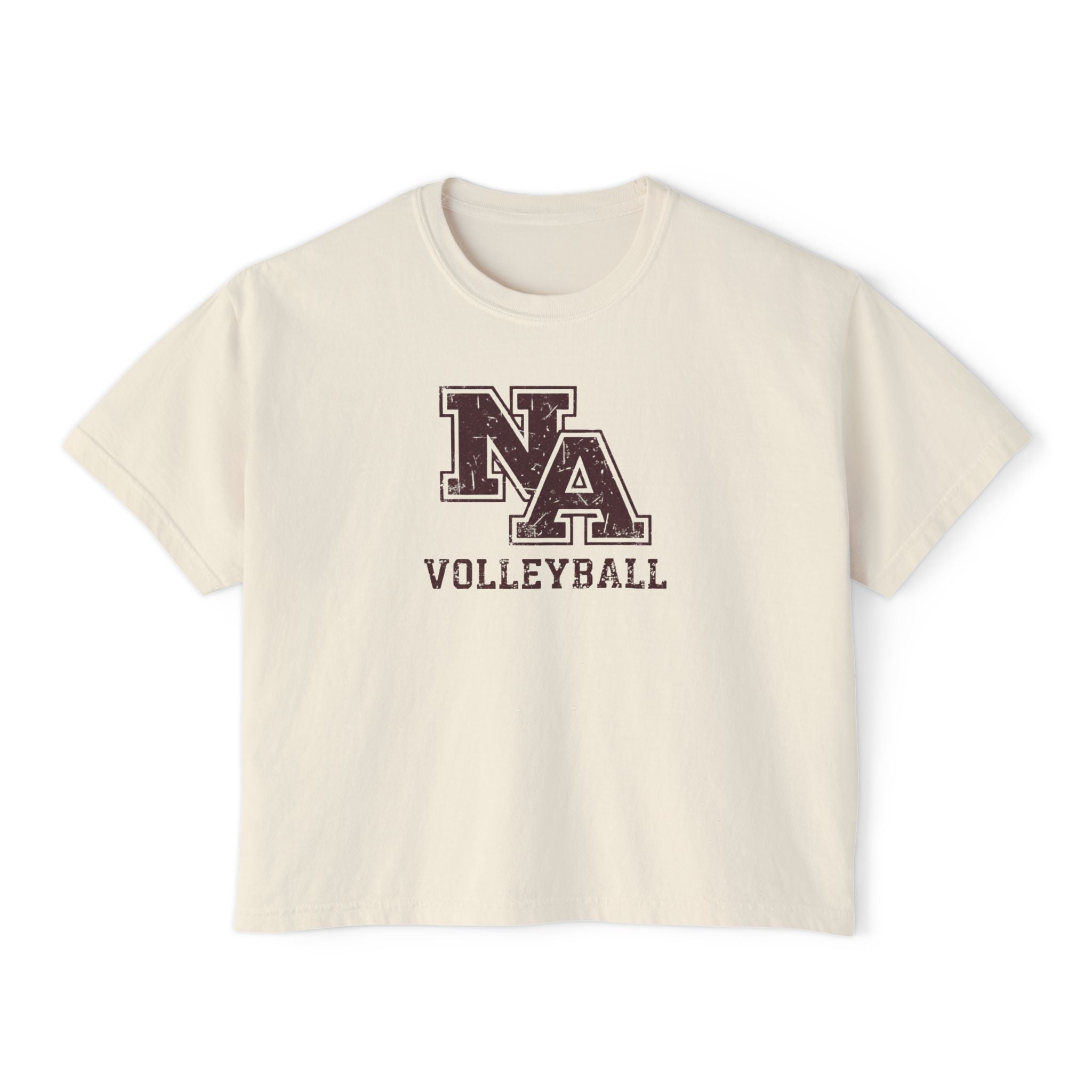 Women's New Albany Volleyball Vintage Vibe Logo Graphic Boxy Crop Short Sleeve Tee