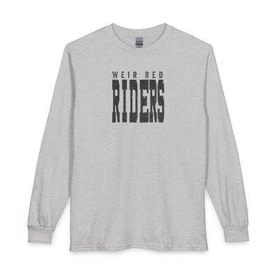 Adult Unisex Weir Red Riders Distressed Enlarged Graphic Long Sleeve Gildan Tee