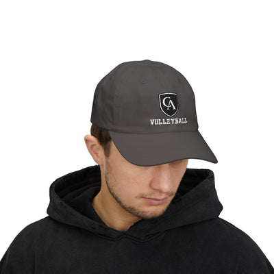 Adult Unisex Columbus Academy Vikings Volleyball White Embroidered Logo Dad Cap