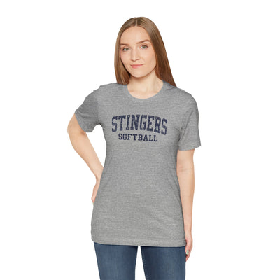 Adult Unisex Stingers Softball Vintage Distressed Graphic Short Sleeve Bella + Canvas Soft Tee