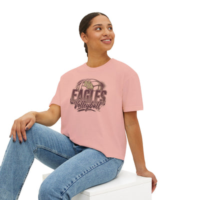 Women's New Albany Eagles Ombre Volleyball Graphic Boxy Crop Short Sleeve Tee