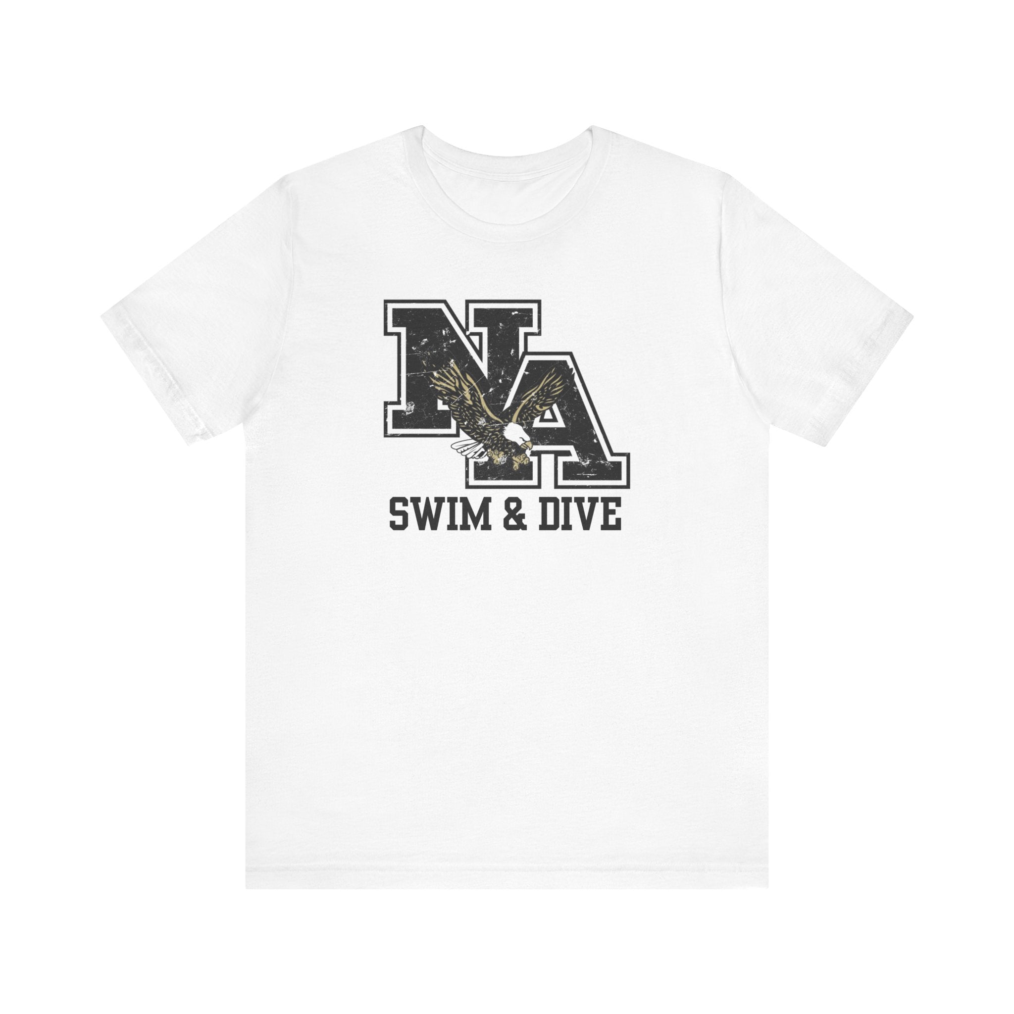 Adult Unisex Swim and Dive Black Vintage Distressed Logo Soft Short Sleeve Graphic Tee