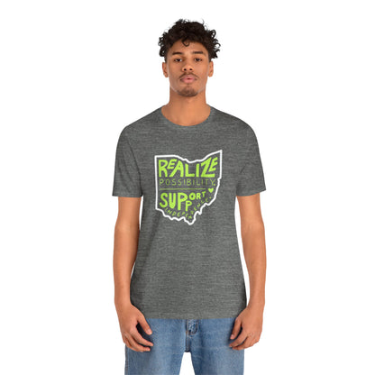 Adult Unisex Realize Possibility Support Independence Short Sleeve Soft Tee - Bridgeway Academy