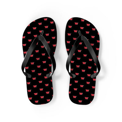 Weir Allover Red W Logo Print Flip Flops