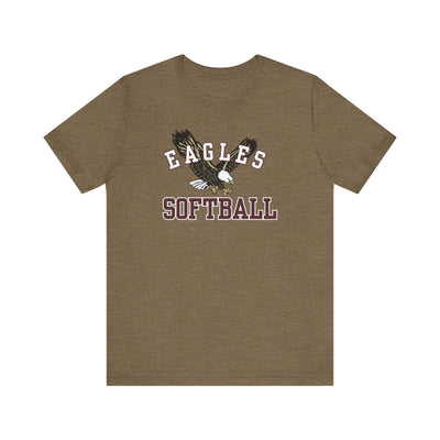 Adult Unisex Flying Softball Eagle Graphic Short Sleeve Soft Tee