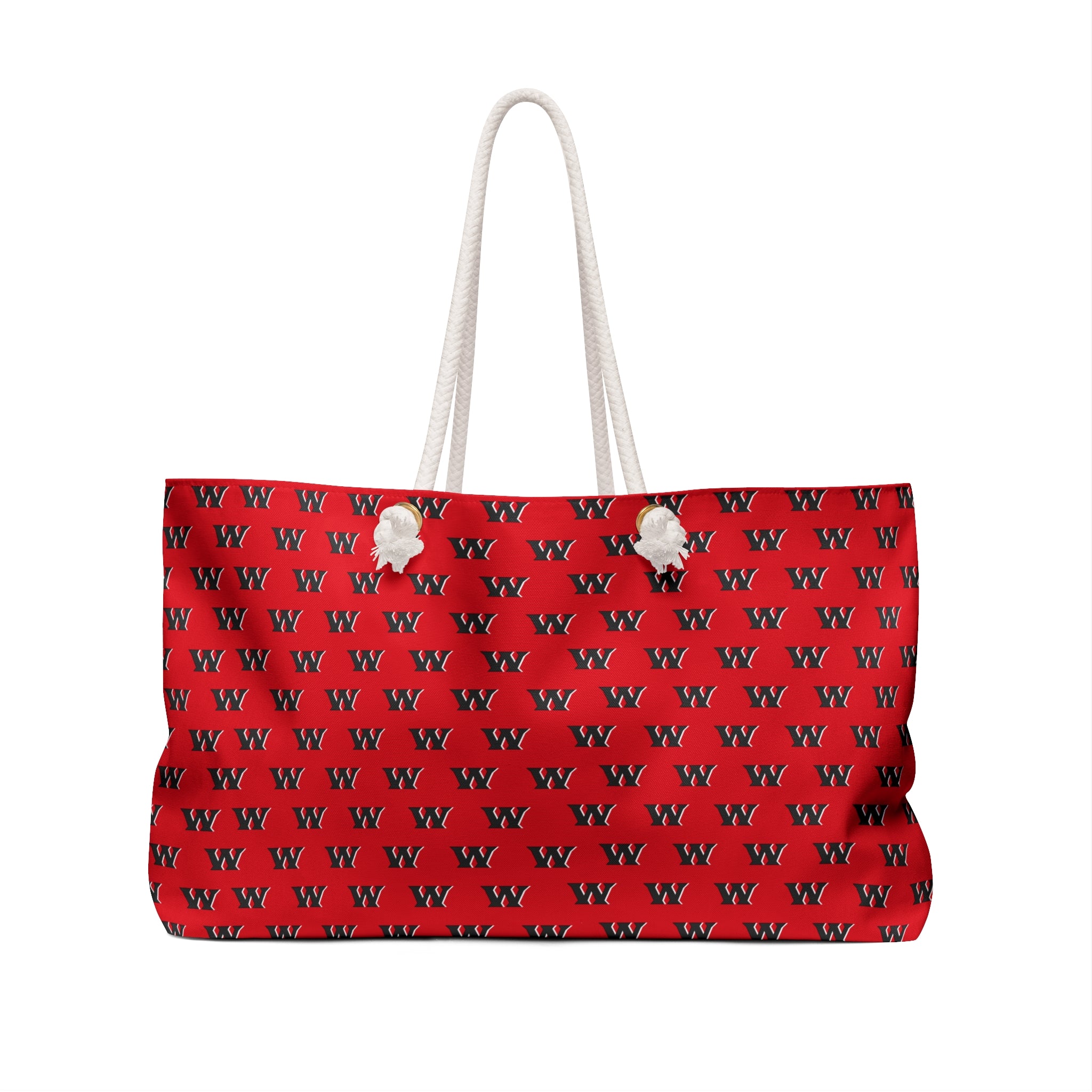 Weir Red Riders Allover W Logo Print Tote - Red