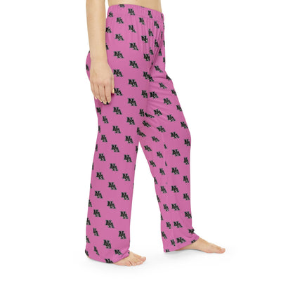 Women's Pajama Pant with Allover Classic Black Logo Print - PINK OCTOBER