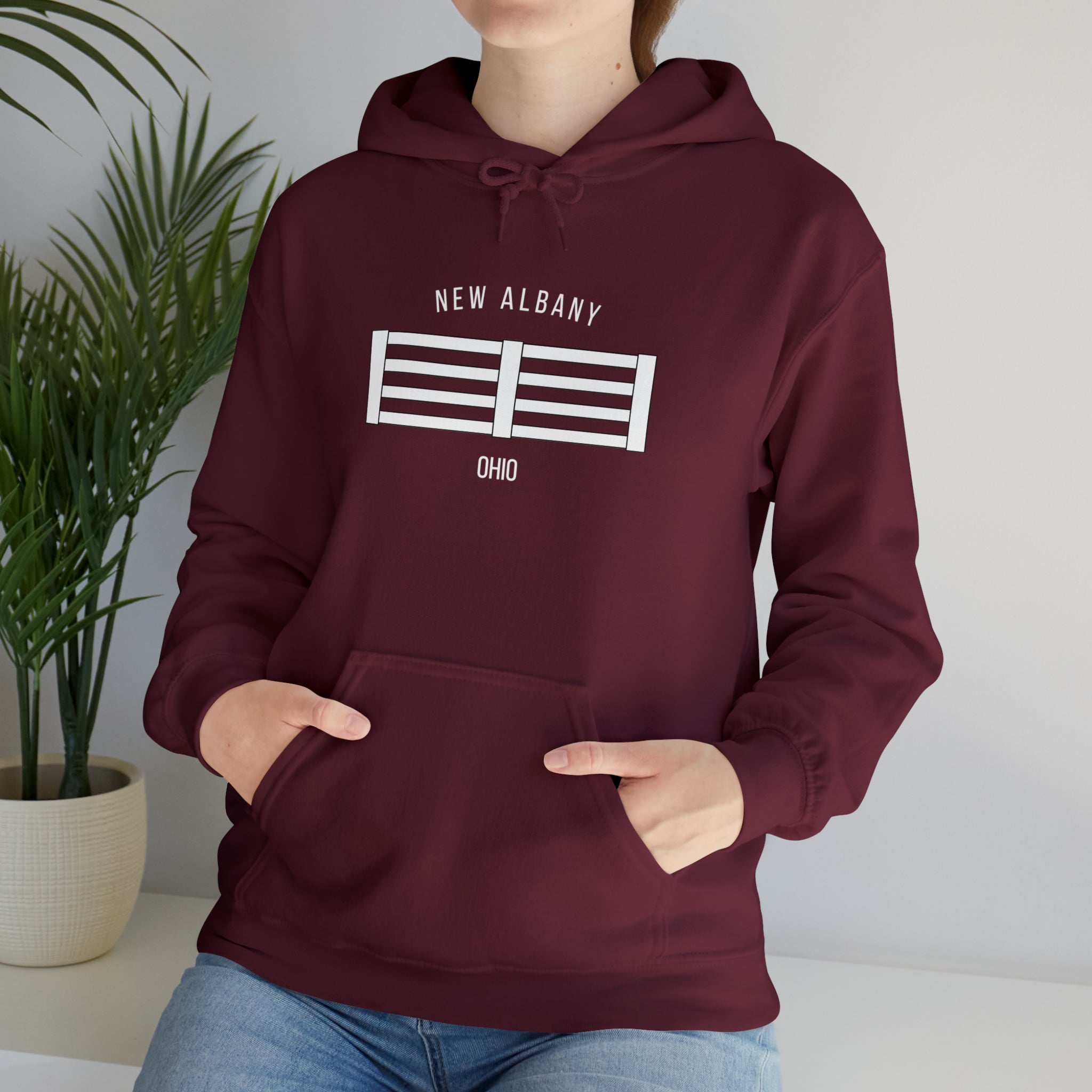 Adult Unisex City Fence Graphic Hoodie - New Albany