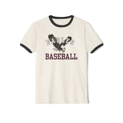 Adult Unisex Flying Baseball Eagle Graphic Short Sleeve Ringer Tee
