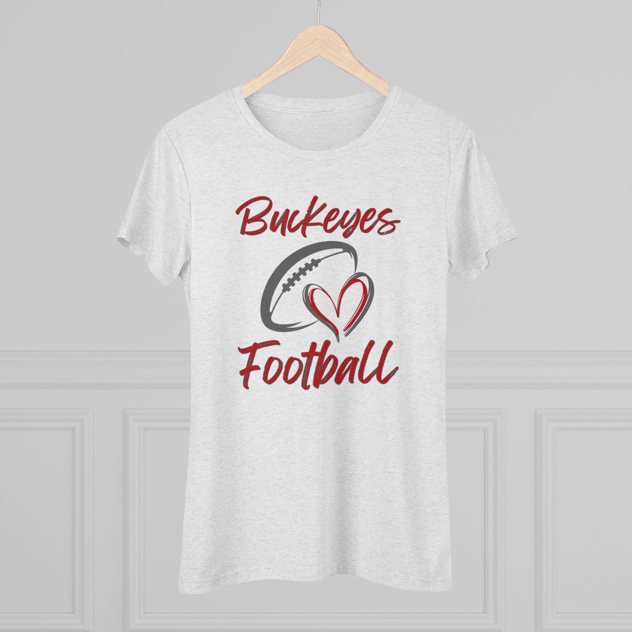 Women’s Super Soft Heart Buckeyes Football Short Sleeve Graphic Tee