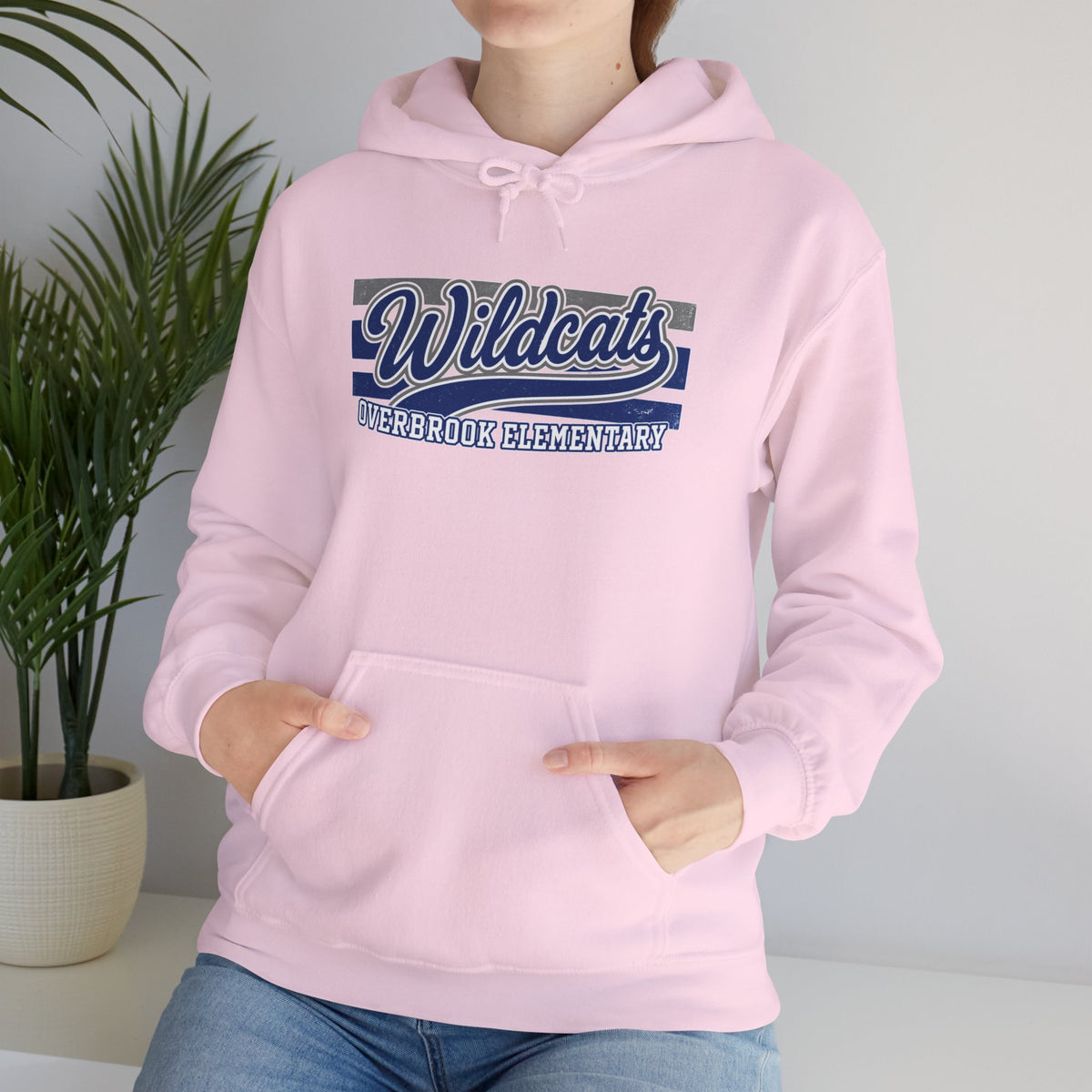 Adult Unisex Overbrook Elementary Wildcats Vintage Distressed Spirit Graphic Hoodie