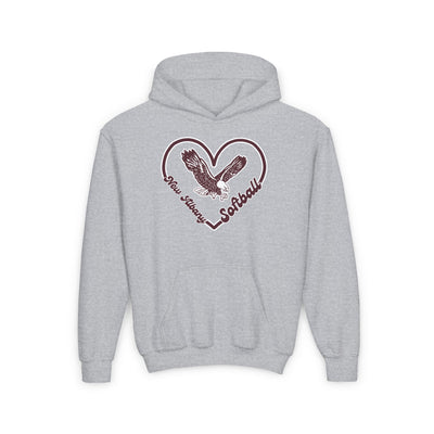 Youth Eagles Softball Heart Graphic Hoodie