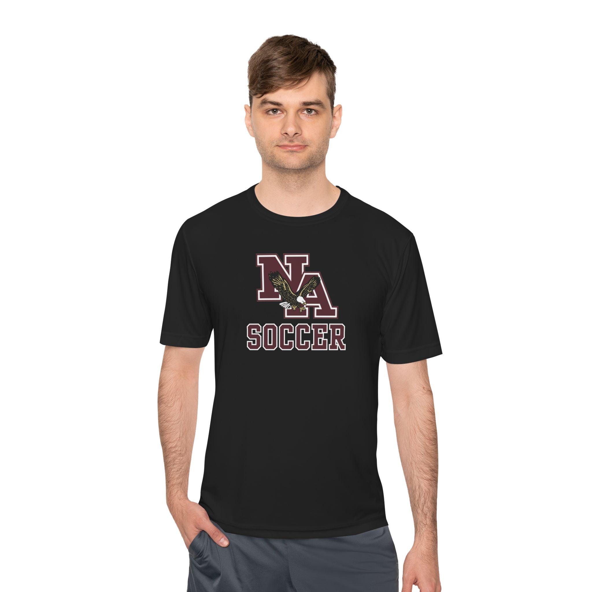 Adult Unisex New Albany Classic Maroon Soccer Logo Graphic Sport-Tek Competitor Performance Tee