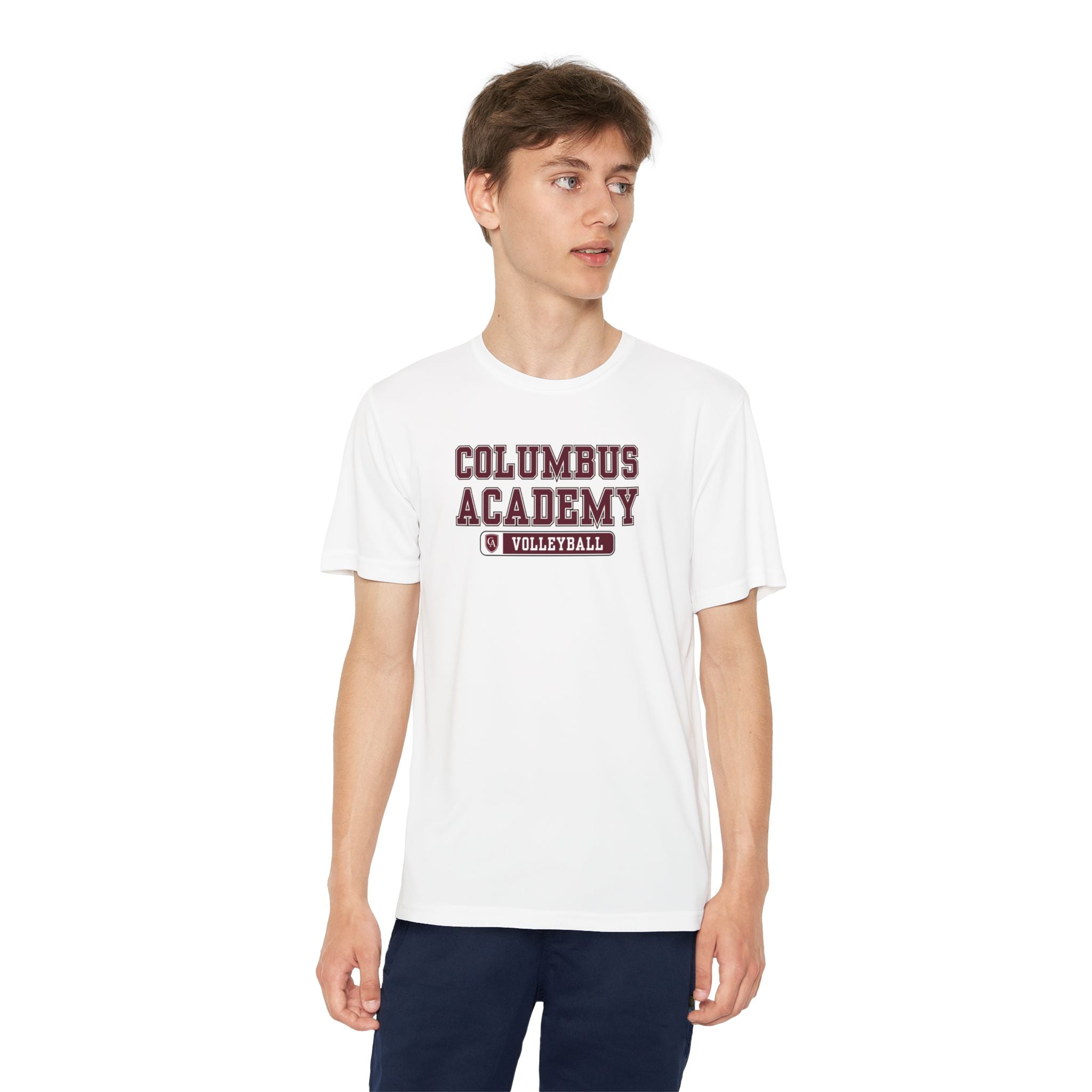 Youth Columbus Academy Volleyball Graphic Sport-Tek Competitor Performance Tee
