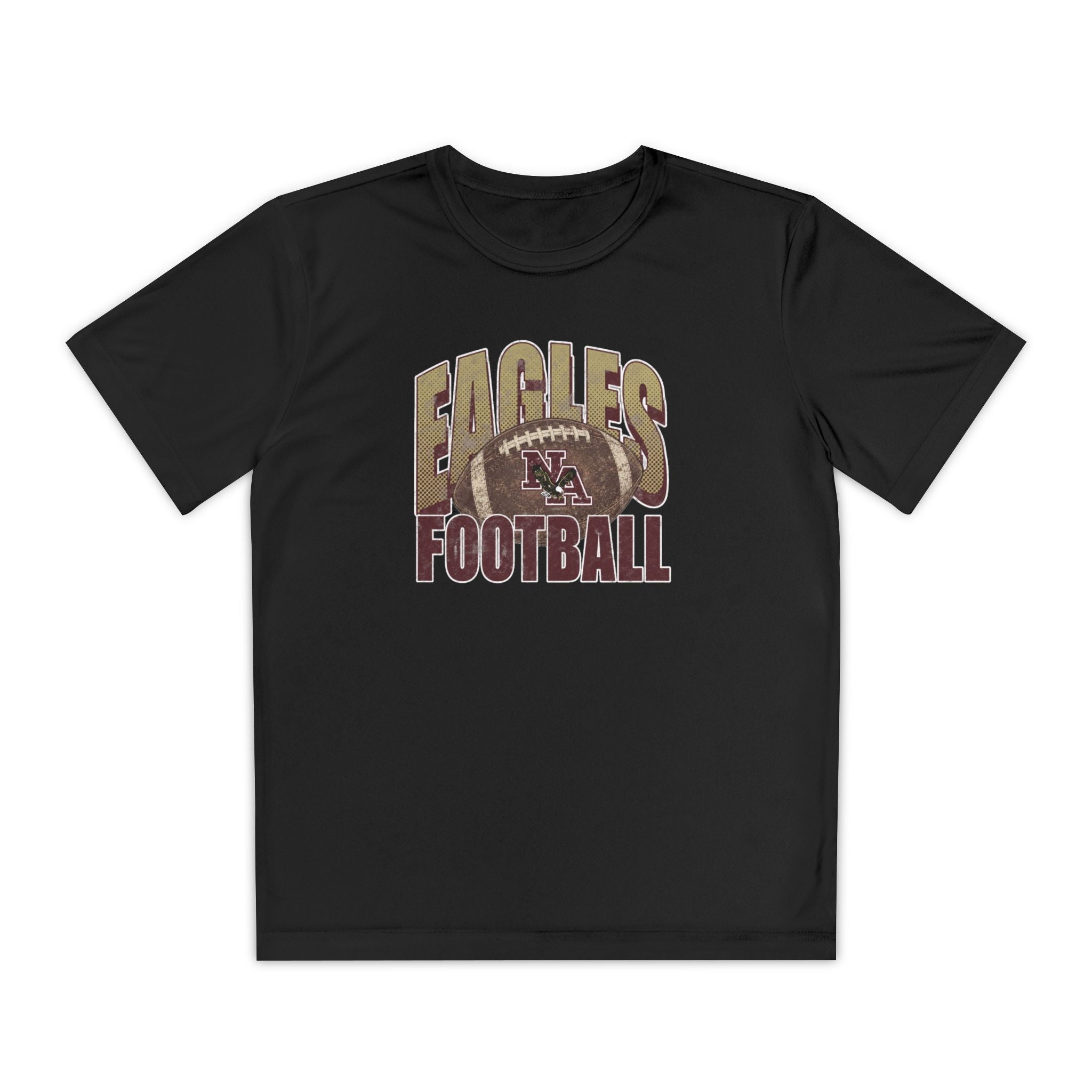 Youth New Albany First-Down Distressed Football Graphic Sport-Tek Competitor Performance Tee