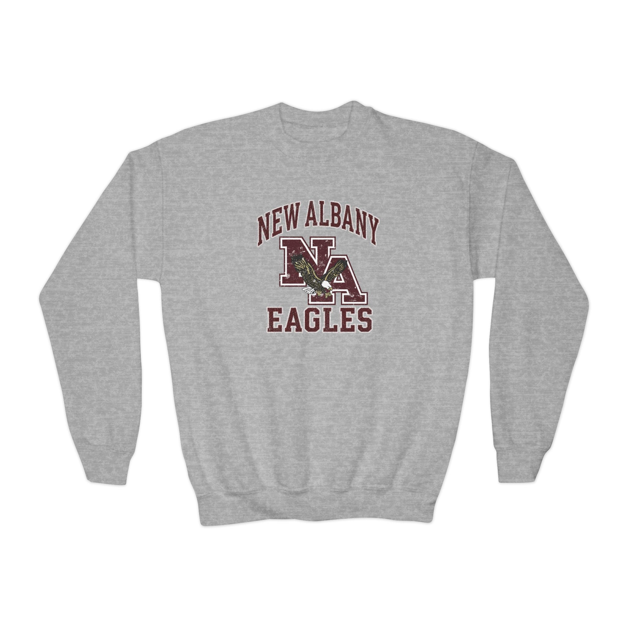 Youth New Albany Vintage Vibes Football Logo Graphic Gildan Heavy Blend Sweatshirt