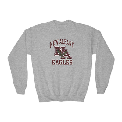 Youth New Albany Vintage Vibes Football Logo Graphic Gildan Heavy Blend Sweatshirt