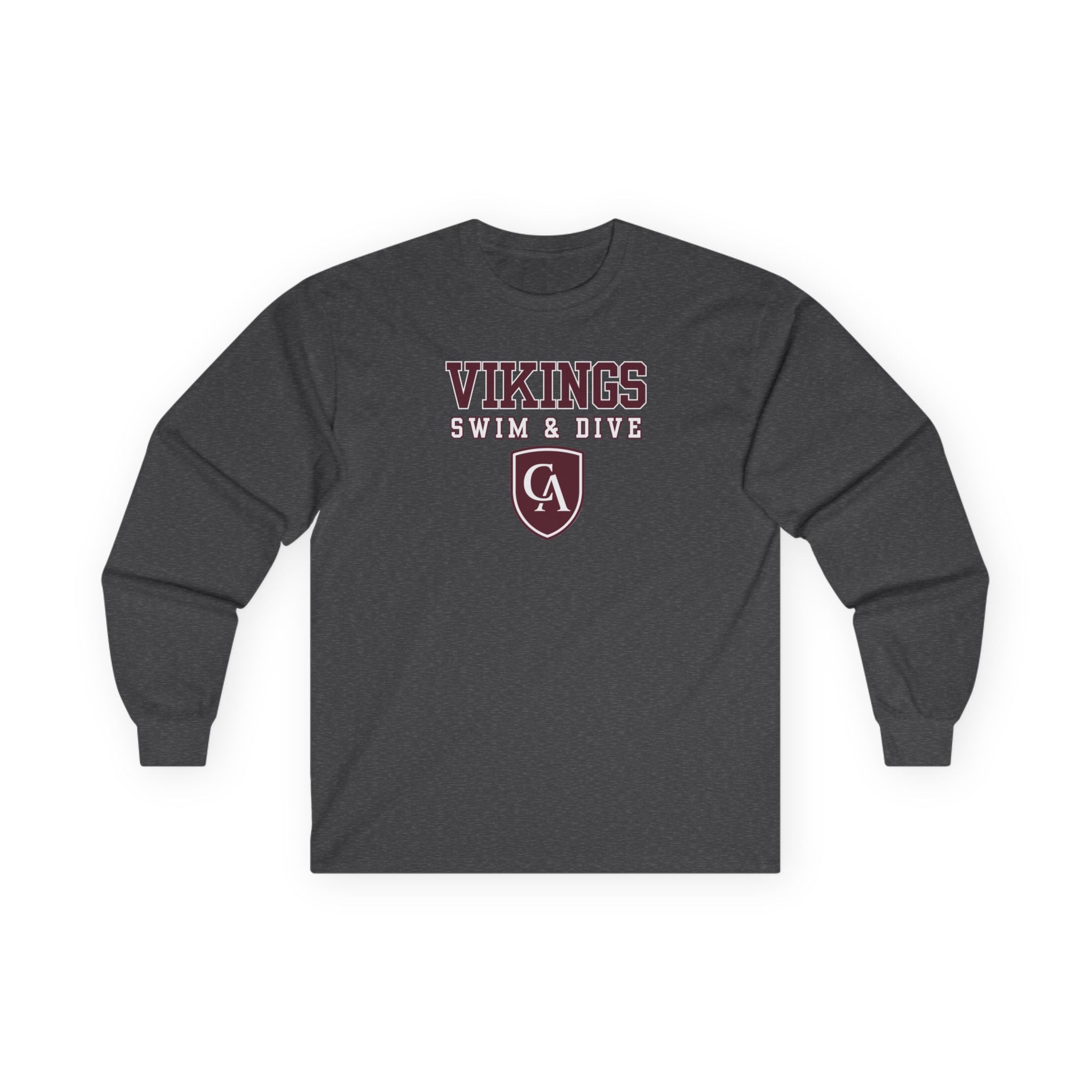 Adult Unisex Columbus Academy Vikings Swim & Dive Graphic Gildan Long Sleeve Tee