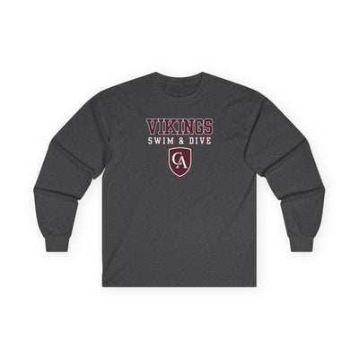 Adult Unisex Columbus Academy Vikings Swim & Dive Graphic Gildan Long Sleeve Tee