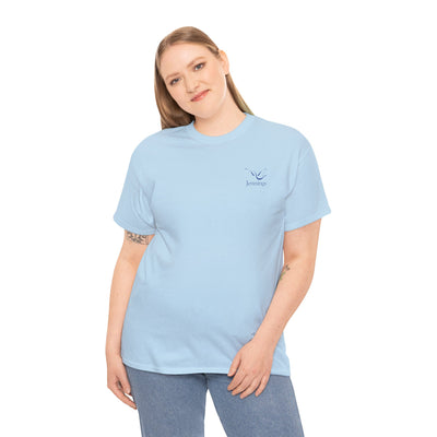 Adult Unisex Heavy Cotton Short Sleeve Tee - Blue Jennings Logo