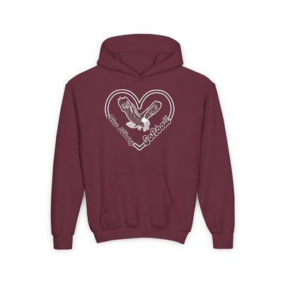 Youth Eagles Softball Heart Graphic Hoodie