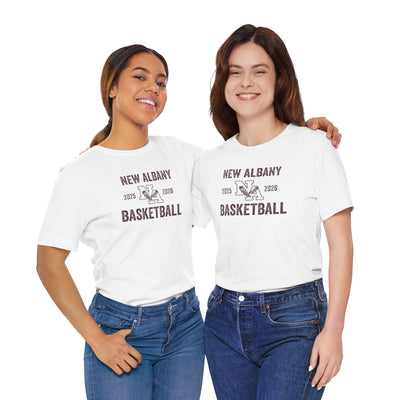 Adult Unisex Vintage Distressed New Albany Basketball Graphic Short Sleeve Soft Tee
