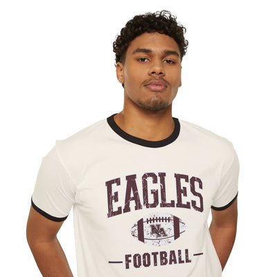 Adult Unisex Eagles Football Vintage Distressed Graphic Short Sleeve Ringer Tee