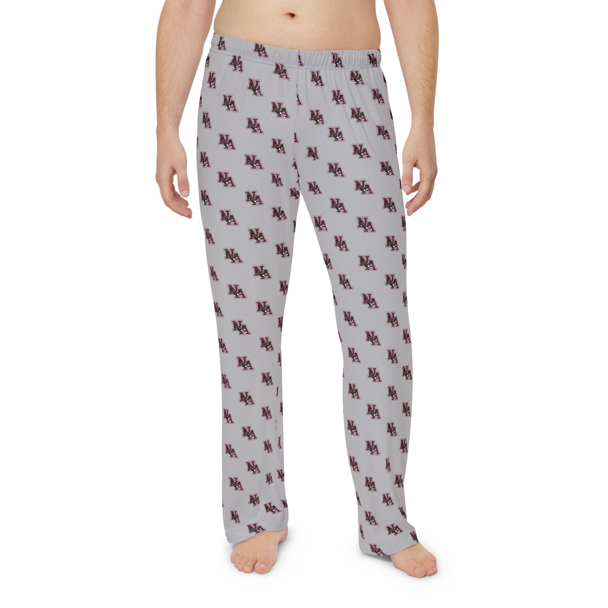 Men's Pajama Pant in Grey with Allover Classic Maroon Logo Print