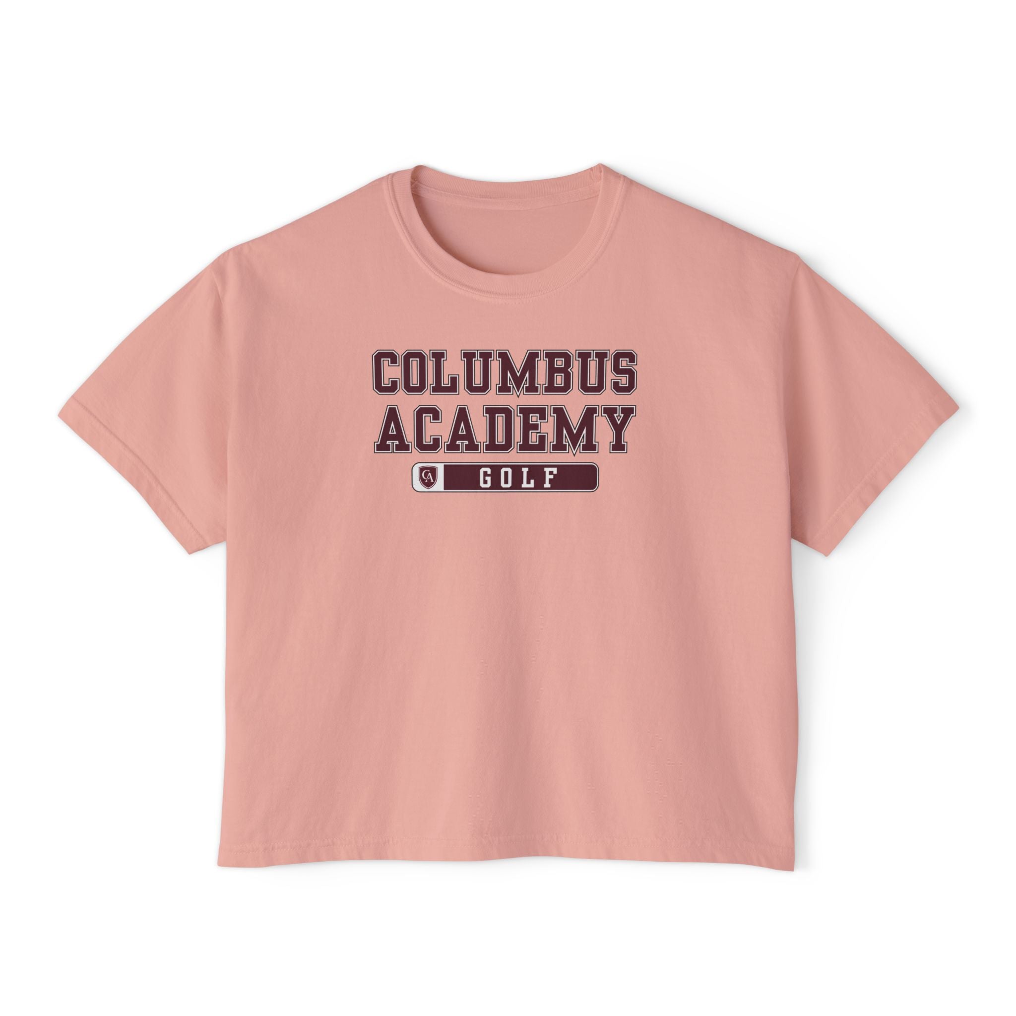 Women's Columbus Academy Golf Graphic Boxy Crop Short Sleeve Tee