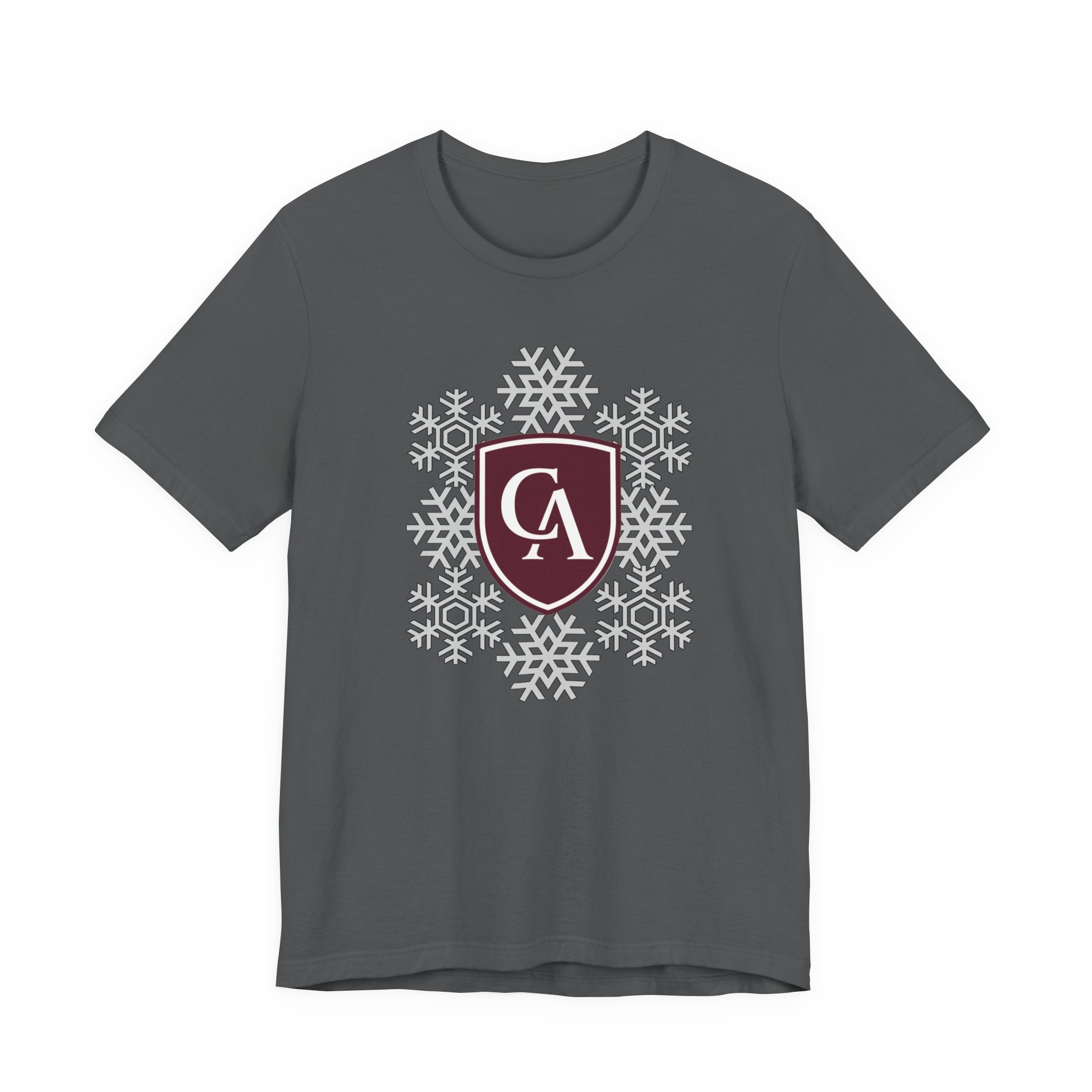 Adult Unisex Columbus Academy Spirited Snowflake Graphic Short Sleeve Soft Tee